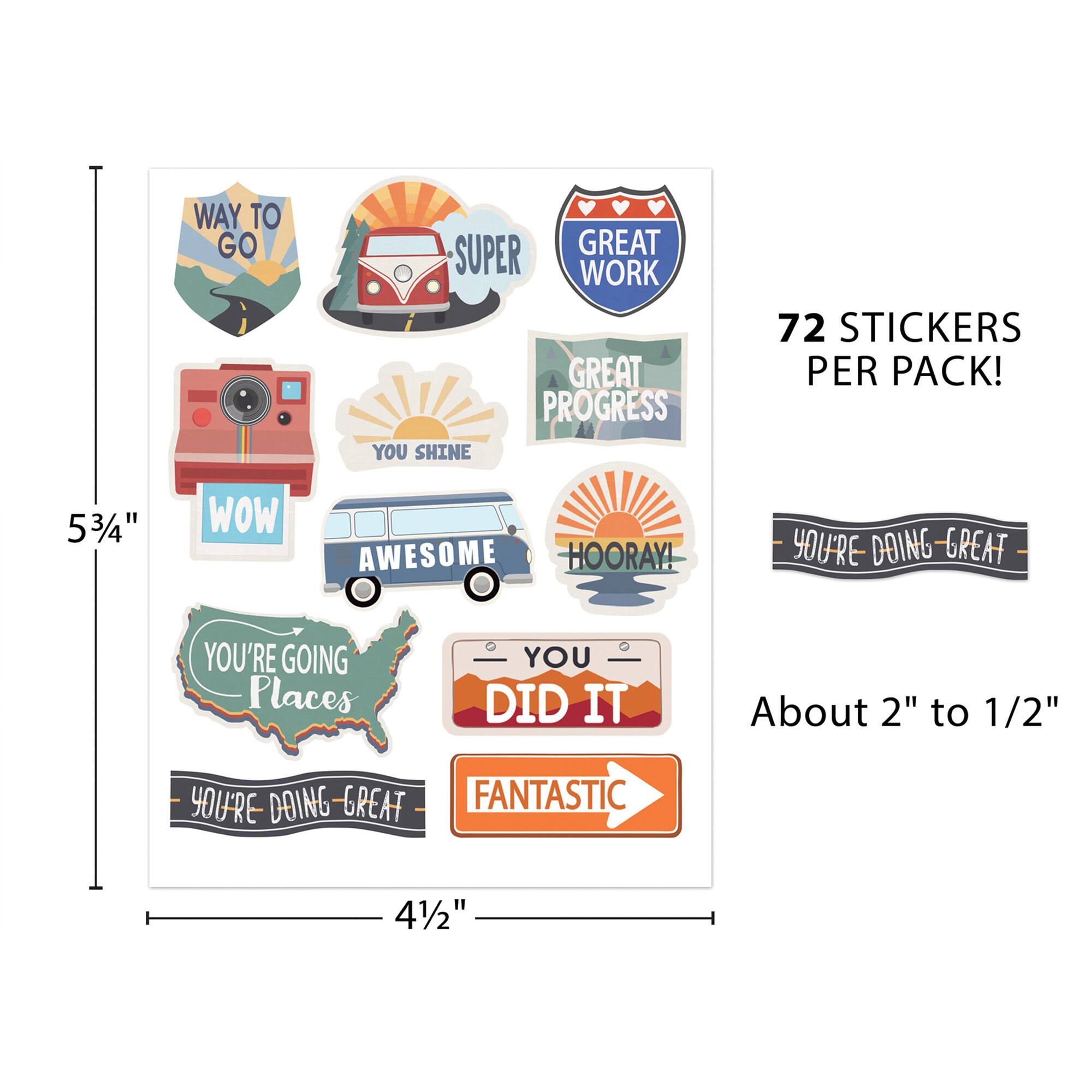 Teacher Created Resources® Moving Mountains Road Trip Stickers, 12 Packs of 72 each